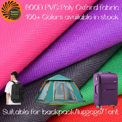 (Más de 100 colores disponibles en stock) Revestimiento de PVC de poliéster impermeable 600d/Tejido Oxford recubierto para bolsos/equipaje/Mantel/Mochila escolar/Tienda